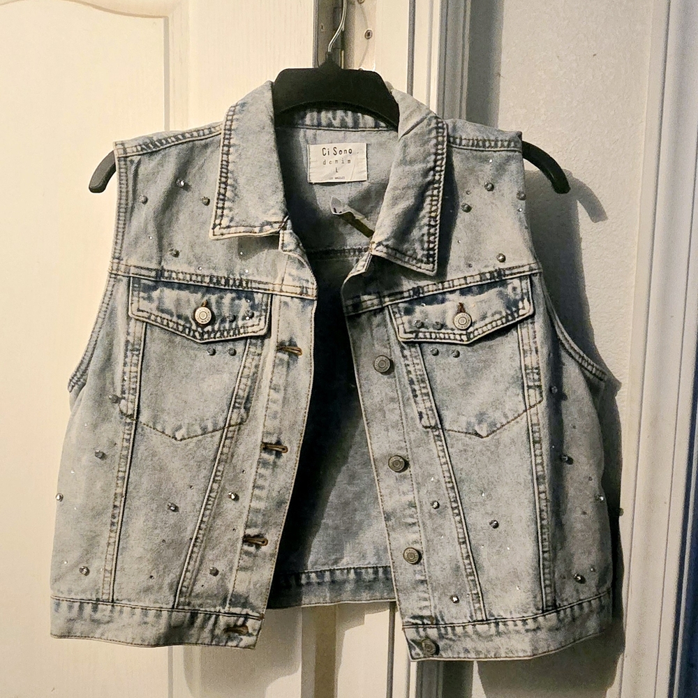 Studded Denim Vest